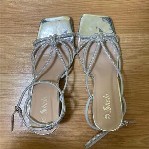 SheIn Silver Strappy Women's Block Heels